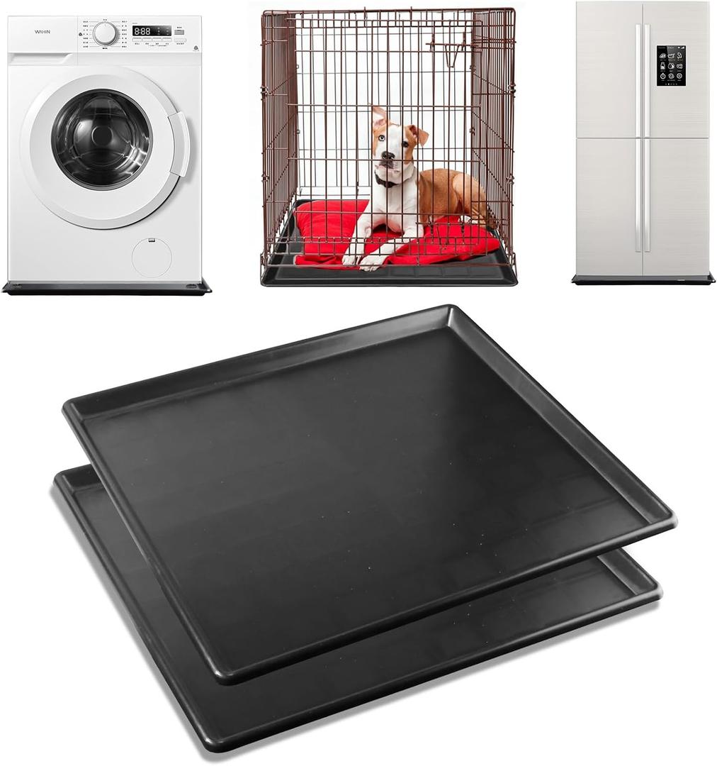 2 Pack Car Oil Drip Pan, 23.6 x 19.68 x 1.2 in Oil Change Drain Pan, Plastic Oil Drip Tray for Under Car, Oil Catch Pan Tray for Garage, Fridges, Washing Machines, Cat Litter Box Bottom