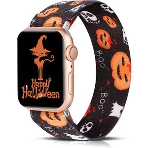 TOYOUTHS Compatible with Apple Watch Band Halloween Elastic Scrunchies Stretchy Nylon Women for iWatch Ultra 1/2 (49mm), Series 9/8/7(41mm 45mm), Series SE/6/5/4(40mm 44mm), Series 3/2/1(38mm 42mm)