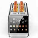 Toaster 4 Slice Long Slot for Bagels & Artisan Bread, Digital Smart Touch Screen with Memory Function & Single-Slice Modes, 6 Toast Settings & 5 Bread Types, Defrost & Reheat, Stainless Steel