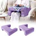 HOMBYS Adjustable Foam Crochet Pillow for Lap Support, Soft Velvet Reading & Gaming Pillow with Side Pocket and Elastic Band, Desk Pillow for Sofa, Bed & Floor, Heights for Adjusting (Purple)