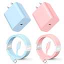 for Phone Charger Fast Charging, 20W PD USB C Wall Charger Block with 2 Pack 6 FT Type C to Lighting Cable Compatible with iPhone 14/13/12 Pro Max/11/XS/XR/X/8/Plus (BluePink)