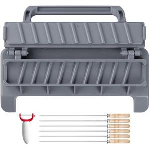 guogiyala Kebab Maker Press with Kebab: Manual Kabob Mould - Skewers Kebab, 8 pcs portable Barbecue Tool(Grey)