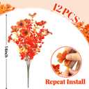 12 Bundles Artificial Fall Fake Mums for Outdoor, Autumn Faux Mums Flowers UV Resistant Plastic Greenery Garden Porch Patio Fall Thanksgiving Home Decor (Orange Yellow)