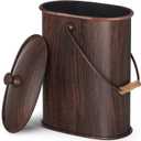 AMAGABELI GARDEN & HOME Ash Bucket with Lid Outdoor Indoor Coal for Fireplace Medium Fire Bronze Metal Ash Can for Grill Charcoal Bucket Essential Tools for Indoor Fireplace Fire Pit (11.2''x6.1''x 15'')