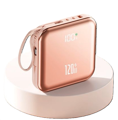 Portable Charger 10000mAh Power Bank with 120w Built-in Type-C & Lightning High-Speed Cables, Wrist Lanyard Cable, Smart LED Display for iPhone 16/15/14/13 Pro Max & Samsung S25/S24.