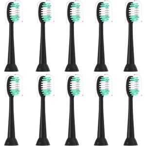 Replacement Toothbrush Heads Compatible with AquaSonic Black Series 10 Pack for Vibe Series Black Series pro, and for Duo Series pro Electric Toothbrush (Black)