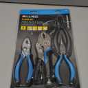 Allied 4pc Pliers 6” Slip Joint, 6”Long Nose, 6”Diagonal, 7” Locking Non-Slip, Blue