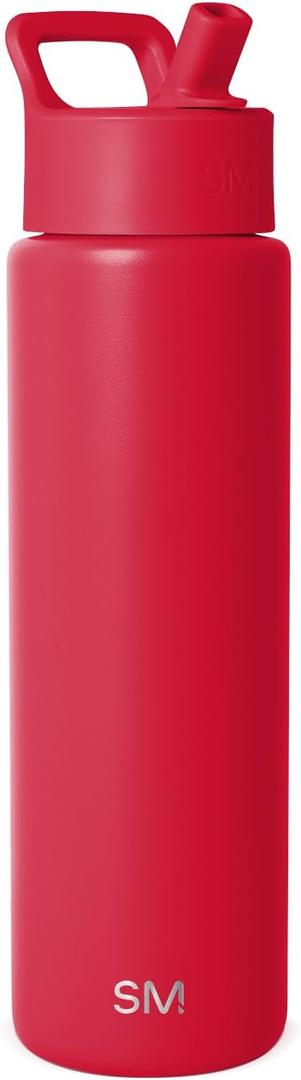 Simple Modern Water Bottle with Straw Lid | Vacuum Insulated Stainless Steel Metal Thermos | Reusable Leak Proof BPA-Free Flask for Sports Gym | Summit Collection | 30oz, Ember Red