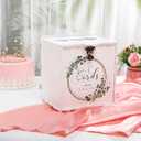 Bucherry Wedding Card Box with Lock White Wooden Gift Envelope Money Box for Reception Anniversary Graduation Birthday Party Decorations