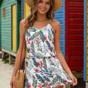 RAISEVERN Womens Rompers for Summer Casual Short Jumpsuits with Pockets 2026 Spaghetti Straps Cami Beach Vacation Clothes (XX-Large, Style 11 Leaves)