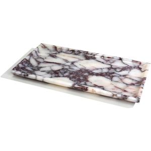 Natural Marble Tray, Coffee Table, Food, Fruit, Paper Cup, Cake Display, Coffee bar, Family Gatherings, Seasonal Holiday Decoration Tray(Viola-rectangle-11 x5 x0.7)