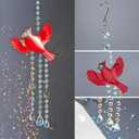 Red Cardinaluncatcher-Cardinal Gifts for Women, Window Hanging Ornament with Rainbow Prism, Memorial Gift for Women, Handmade Bird Decor for Home Garden, Christmas Valentine Gift for mom(Red B)