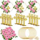 Wesiti 48 Pcs Baptism Centerpiece First Communion Table Decoration 12 Wood Cross 12 Floral Hoop with Stand 24 Foam Rose with Stem for Baptism Baby Shower Wedding(Gold and Pink,Classic)
