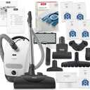 Miele Classic C1 Cat & Dog Bagged Canister Vacuum, Lotus White - Pet Hair, Portable w/ SEB228 Electro Plus Floorhead + Parquet-3 Floorhead - Includes 4 GN FilterBags + AirClean and Pre-Motor Filter