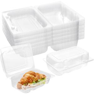 TOFLEN Disposable Sturdy Plastic Hinged Food Containers with Clear Lids (40 Pack) Clamshell Take Out Loaf Containers 7.2x4.7x3 Inches To Go Dessert Box Cake Slice Salad Pastry Sandwich Container