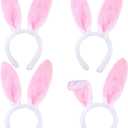 LovesTown Bunny Ears Headbands, 4 PCS Rabbit Ear Hairbands for Easter Party Masquerade Animal Theme Party
