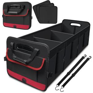 Car Trunk Organizer,Heavy Duty Collapsible 95 L Capacity Car Trunk Storage Organizer,Multi-Compartment Pockets, Adjustable Straps - Ideal for Travel, Camping, Shopping,Perfect for SUV, Truck, Sedan