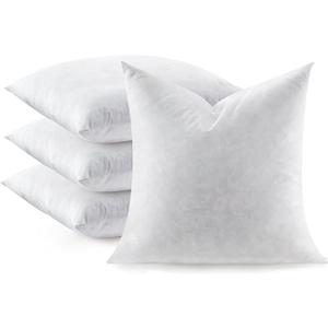 Swandream Feather Throw Pillow Inserts Set of 4, Soft Fluffy Square 18 x 18 Inches Decorative Pillow Insert, Feather and Down Euro Pillows for Bed, Couch and Cushion