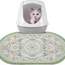 Bienbee Cat Litter Mat, 24" x 15" Litter Box Mat Rug with Non-Slip Bottom,Urine and Water Proof, Easy to Clean Cat Supplies Essentials for Indoor Kitty Kitten Floor, Bean-Green M