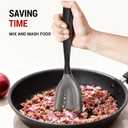 Mincing Spatula Meat Chopper, Hamburger Grinder, Premium Heat Resistant Smasher for Ground Beef, Potato Mix Tool, Meat & Poultry Tenderizers-Black (1 Pack)