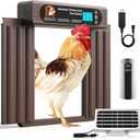 Automatic Chicken Coop Door Solar Powered, Extra Large Size, Anti-Pinch Design, Battery Powered Auto Chicken Door with Timer & Light Sensor, Solar Chicken Coop Door with Remote Control (50-100M) (13.8"L x 16.8"H, Brown)