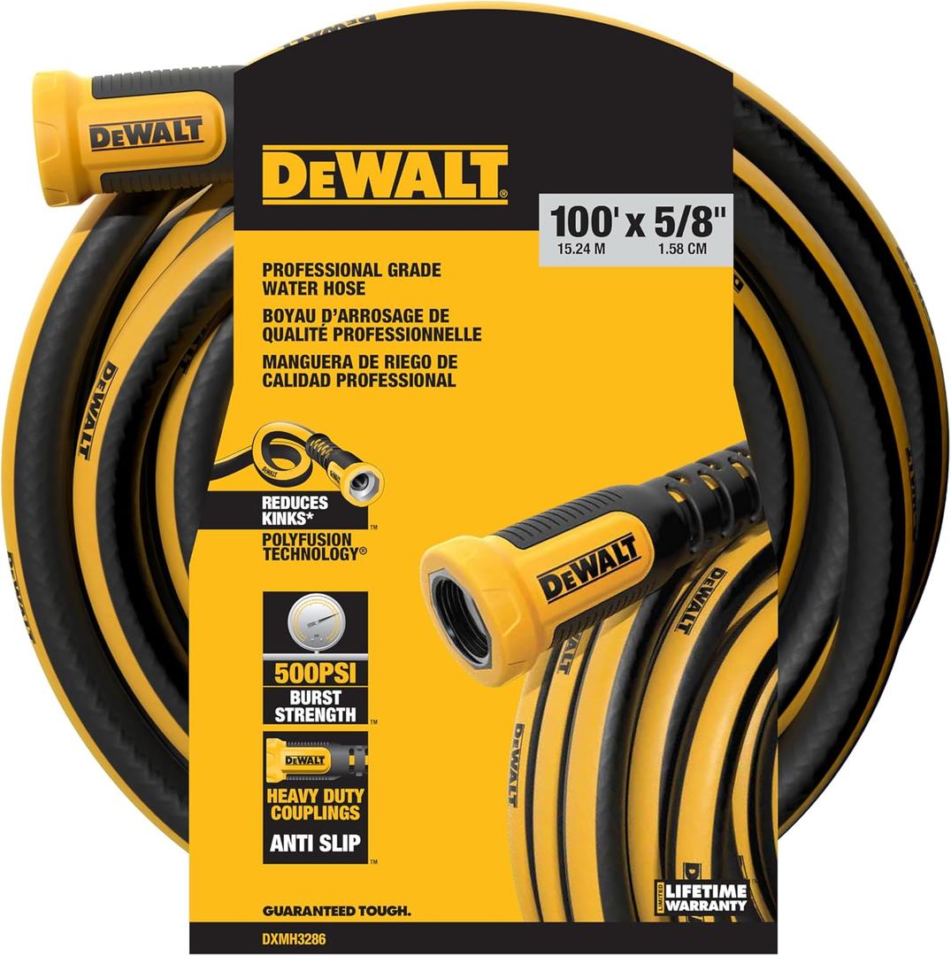DEWALT Professional Grade Heavy Duty Garden Hose 100 Feet x 5/8 Inch