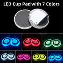 LED Car Cup Holder Lights, 7 Colors Changing USB Charging Mat Waterproof Cup Pad, LED Interior Atmosphere Lamp Decoration Light Inside Car Lighting Accessories (2pcs)