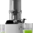 Cold Press Juicer, Juicer Machines with 4.35'' Wide Feed Chute, Stainless Steel Masticating Juicers Easy to Clean, Ergonomic Operational Panel Design, High Juice Yield, Gray Knob