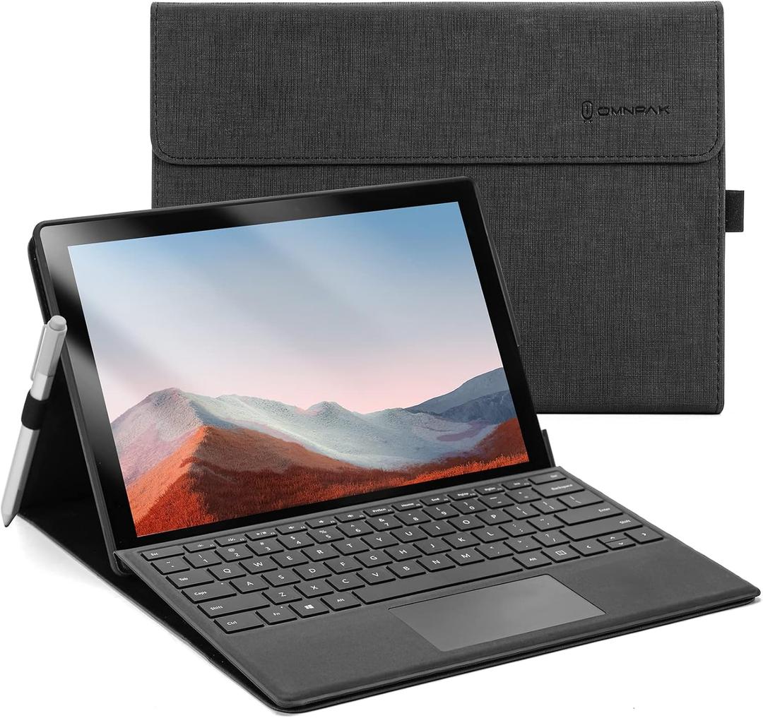 Omnpak Microsoft Surface Pro 7 Case,Protective Case for 12.3 Inch Surface Pro 7 Plus, Surface Pro 7, Surface Pro 6, Pro 5, Pro 4 Compatible with Type Cover Keyboard(Keyboard not Included) (Black)