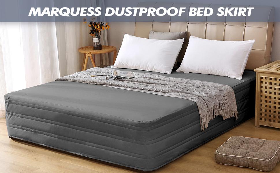 Marquess Quilted Bed Skirt, King Size, 14 Inch Drop, Dust Ruffle, Soft & Wrinkle-Free, Elegant Tailored Bedding, King