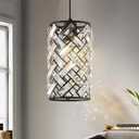 CATINER 3-Light Modern Gold Crystal Pendant Light Luxury Mini Chandelier, Adjustable Cluster Pendant Lighting for Kitchen Island Dinning Room Bedroom Hallway Porch Black Round 1-Light