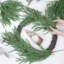 Christmas Norfolk Pine Stems -18Inch Artificial Christmas Green Plants Branch Faux Greenery Branches Pine Picks for Vase DIY Crafts Xmas Garland Wreath Indoor Outdoor Home Holiday Decor (12)