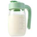 32oz Breast Milk Storage, Glass Formula Mixing Storage with Lid - Heat & Cold Resistant, Leak-Proof Container for Preparing Baby Bottles, Large Mouth for Easy Cleaning & Storage (199mm) (Green)