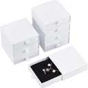 BENECREAT 8 Pack Cardboard Jewelry Boxes 3.5x3.5x1 Inch, White Jewelry Gift Boxes Drawer Paper Boxes Packaging for Bracelets Earrings Necklaces Jewelry Gift