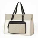 MATEIN Laptop Work Bag with Lunch Compartment, 15.6 Inch Laptop Handbags for Women, PU Leather Briefcase with Leakproof Lunch Box, Large Capcity Business Professional Tote for Teacher, Beige Brown
