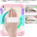 SEYMAC stock Case for iPad (A16) 11th/10th Generation 11''/10.9'' 2025/2022, Full-Body Drop Protection Case with Screen Protector &360 Rotate Hand Strap/Stand, Yellowish+Pink