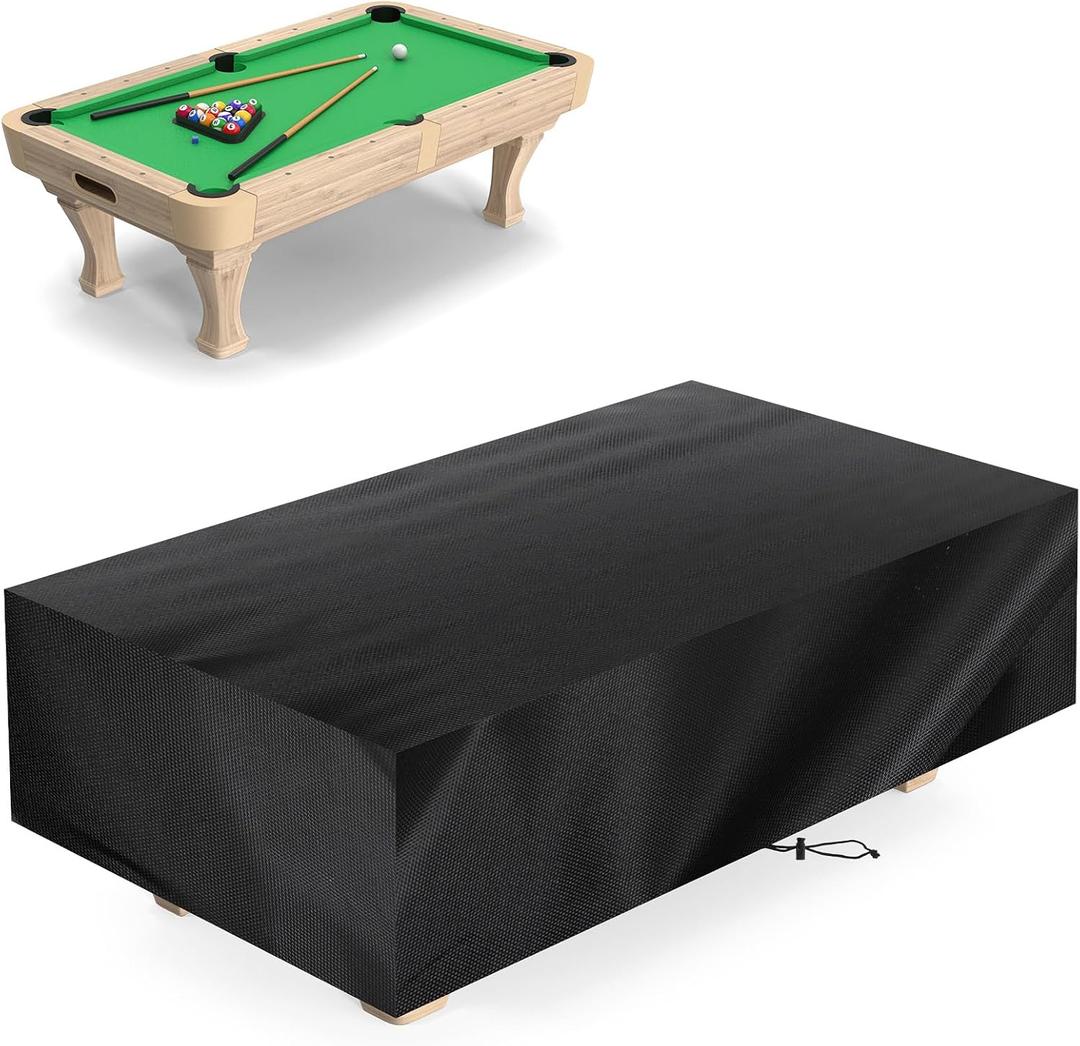 7 ft 90.6x57.9x28.0 Inches Universal Pool Table Cover Waterproof Windproof 420D Outdoor Furniture Covers Table Protector for Snooker, Patio Furniture, and Chairs