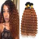 Human Hair Bundles 24 26 28 Inch Deep Wave Human Hair Bundles Omber Chocolate Brown T1B/30 Unprocessed Brazilian Soft Quick Weave Hair for Black Women