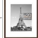 upsimples 16x20 Picture Frame, Display Pictures 11x14 with Mat or 16 x 20 Without, Wall Hanging Poster Frame, Brown, 1 Pack