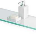 Fab Glass and Mirror Rectangle Floating Glass Shelf Kit Tempered 3/8" Thick with 2 Free Chrome Brackets, 12" L x 42" W