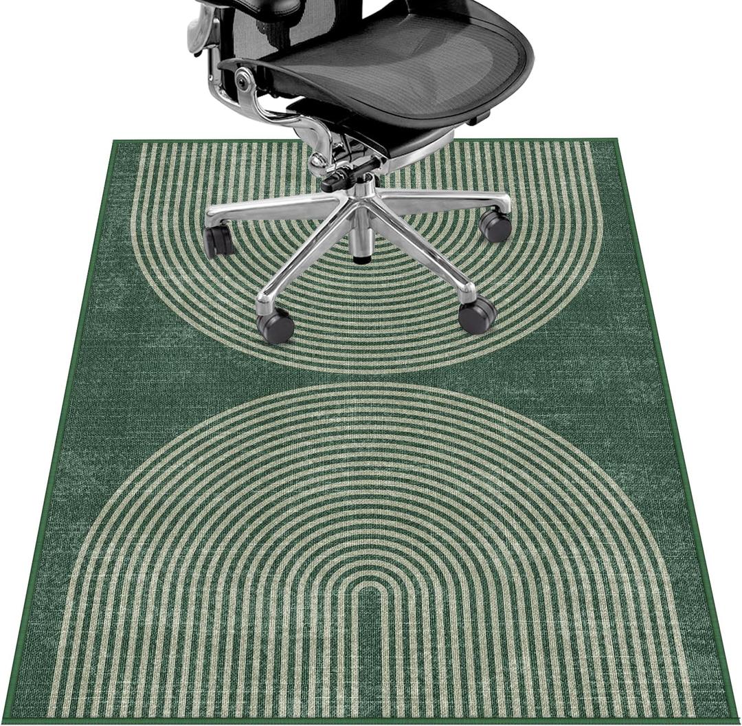 Office Chair Mat for Hardwood Floor&Tile Floor,36"X 48" Heavy Duty Desk Chair Mat for Hard Floors,Under Desk Rug for Rolling Computer Chair,Anti Slip,Low Pile Carpet Floor-Geo Green