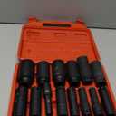 1/2" Drive 6 Point Deep Impact Socket Set 14 Piece 6 Point Impact Set Standard Impact Socket Set,SAE Sizes,CR-V(3/8-Inch to 1-1/14") (Red)