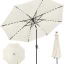 9ft Solar Umbrella Outdoor - Lighted Solar Patio Umbrella with 40 LED Lights Waterprool UV Protection, Table Umbrella with Tilt for Pool, Porch, Garden, Deck, Backyard (Ivory)
