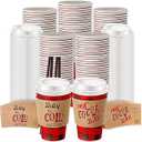 Pickmesh 50 Sets 12oz Winter Baby Shower Party Coffee Cup Sets, Baby It's Cold Outside Snowflake Hot Cocoa Bar Paper Cups with Lids, Sleeves Stirrers for Christmas Birthday Decor