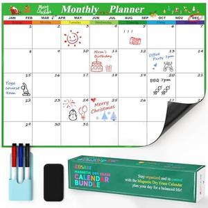 17"x12" Magnetic Dry Erase Calendar Whiteboard Kit for Fridge and Refrigerator Organization – Monthly Planner w/ 3 Markers, 1 Eraser & 1 Pen Holder, for Family Schedule Tracking