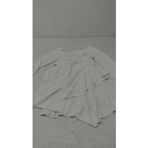 Women's Off Shoulder Flowy Corset Mini Dress Square Neck Smocked Ruffle Romper Y2k A Line Swing Fairy Short Dresses Medium White