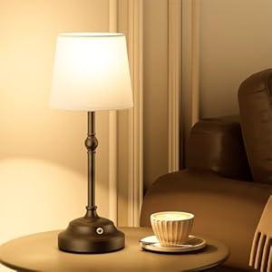 VOLISUN Cordless Table Lamp, 5200mAh Battery Operated Lamp, Touch Dimmable Wireless Lamp Bedside Light for Bedroom, Living Room, Dining Room, Black, 1 Pack