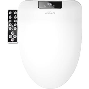 WLJBIDET Bidet Toilet Seat, Electric Bidet with Heated Toilet Seat, Instant Warm Water & Air Drying, Temperature Adjustable, Side Panel Control, Display Screen, Night Light, Elongated