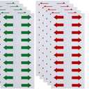 Mini Skater 200pcs Directional Arrow Stickers PVC Marking Sign Tape Label for Seal Fixing Removable Adhesive Decal Instructions Sticker Waterproof Arrow Sign,10mm Non-Sticky at the End (Green+Red)