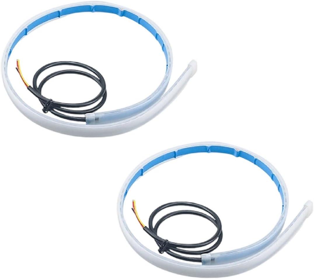 ZIMISI 2PCS 24 Inch Car LED Strip Lights, Flexible DRL Daytime Running Lights, Waterproof Dual Color Sequentially Flow Turn Signal Light, LED Headlight Strips for Car Decorations (White/Yellow)